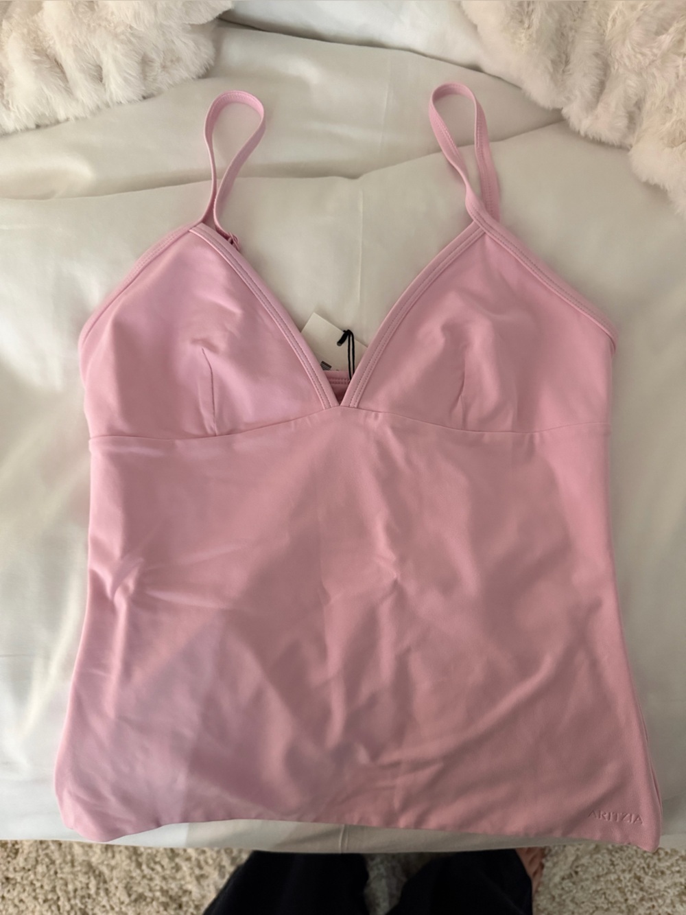 Aritzia Light Pink Bustier Tank with Adjustable Straps